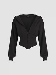 Solid Hooded Corset Hoodie
