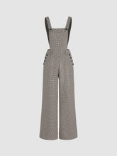 Houndstooth Button Straight Leg Jumpsuit