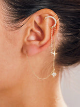 1pc Whimsigoth Star & Moon Chain Charm Earring