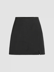 High Waist Zip Up Split Mini Skirt