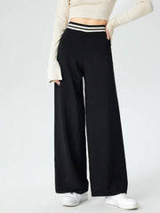 Contrasting Knitted Wide Leg Trousers