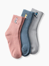 3 Pairs Cat Pattern Crew Socks Set