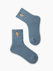 3 Pairs Cat Pattern Crew Socks Set