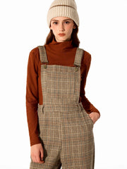 Houndstooth Square Neck Buckle Up Jumpsuit
