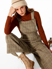 Houndstooth Square Neck Buckle Up Jumpsuit