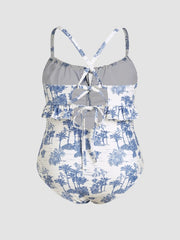 Floral Knotted Shaping One Piece Swimsuit Curve & Plus