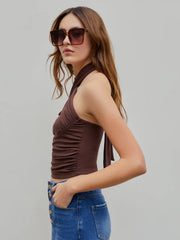 Two Way Solid Halter Crop Top