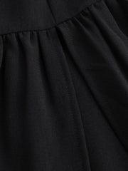 Solid Elastic Waist Ruffle Hem Tiered Maxi Skirt