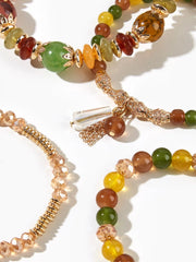 4pcs Artificial Crystal Beaded Bracelet