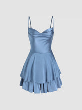 Cowl Neck Satin Layered Romper
