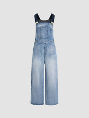 Denim Buckle Wide Leg Jumpsuit