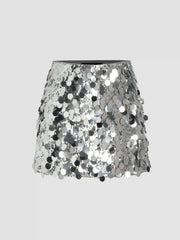 Sequin Mid Waist Mini Skirt