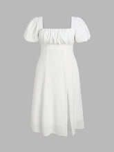 Puff Sleeve Square Neck Midi Dress Curve & Plus