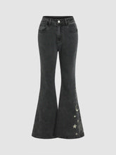 High Stretch Denim High Rise Star Flared Jeans