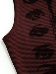 Eye Pattern Sleeveless Tank Top