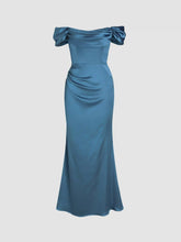 Satin Sculptural Ruched Off-shoulder Mermaid Maxi Dress