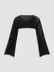 Midnight Veil Ultra-Cropped Long Sleeve Shrug Curve & Plus