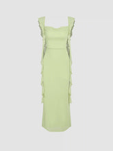 Mesh Ruffle Hem Maxi Dress