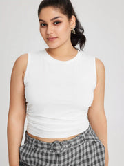 Sleeveless Ruched Crop Top Curve & Plus