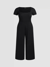 Scoop Neckline Short Sleeve Wide Leg Jumpsuit Curve & Plus