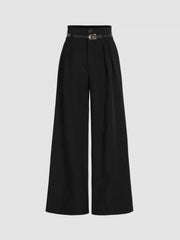 Belted High Waisted Pleated Trousers