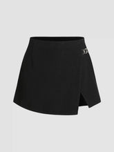 High Stretch Denim Mid Waist Split Mini Skort Curve & Plus