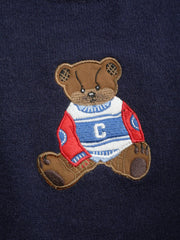 Round Neckline Graphic Bear Long Sleeve Sweater