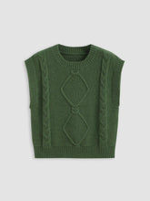 Round Neckline Geometric Knitted Vest