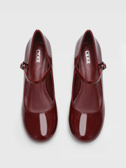 Faux Patent Leather Chunky Heeled Mary Jane Shoes