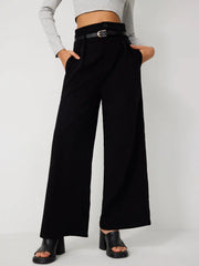Belted High Waisted Pleated Trousers