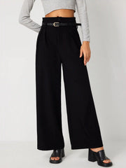 Belted High Waisted Pleated Trousers