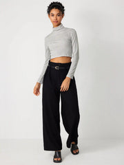 Belted High Waisted Pleated Trousers