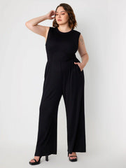 Solid Sleeveless Wide Leg Jumpsuit Curve & Plus