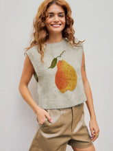 Knit Wool-blend Round Neck Pear Graphic Vest