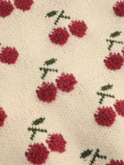 Round Neckline Cherry Knitted Crop Vest