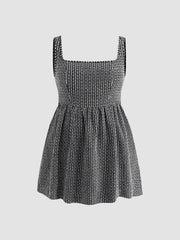 Tweed U-neckline Solid Mini Dress Curve & Plus