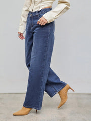 Denim High Waist Pocket Straight Leg Jeans