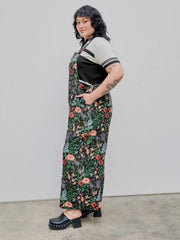 Lightweight Corduroy Floral Pocket Wide Leg Jumpsuit Curve & Plus