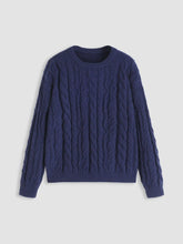 Cable Knit Round Neckline Long Sleeve Sweater