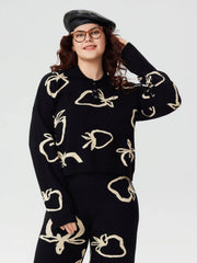 Polo Strawberry Button Knitted Sweater Curve & Plus