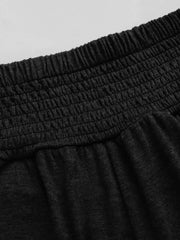 Solid Jersey Middle Waist Ruffle Pocket Wide Leg Trousers Curve & Plus