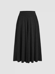 Solid Jersey Middle Waist Ruffle Pocket Wide Leg Trousers Curve & Plus