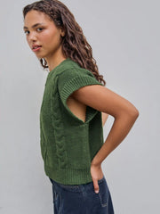 Round Neckline Geometric Knitted Vest