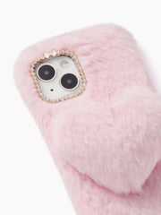 Heart Decor Furry Phone Case
