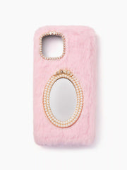 Mirror Decor Furry Phone Case