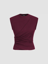 Rib Round Neck Twist Ruched Tank Top