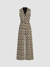 Collar Floral Wide Leg Jumpsuit