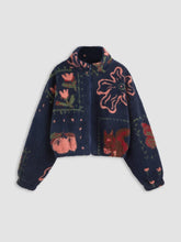 Fleece High Neck Graphic Zipper Jacket