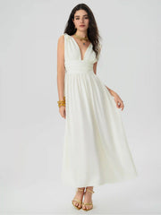 V-neck Ruffle Backless Maxi Dress