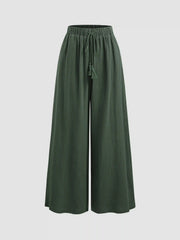 Drawstring Pull-on Wide Leg Pants